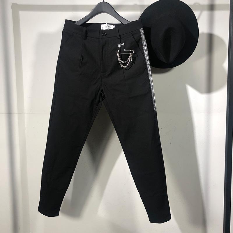 Изображение товара: Мужские повседневные брюки-карандаш Owen Seak, брюки-карандаш в стиле хип-хоп длиной до щиколотки, мужские спортивные штаны, осенние черные брюки