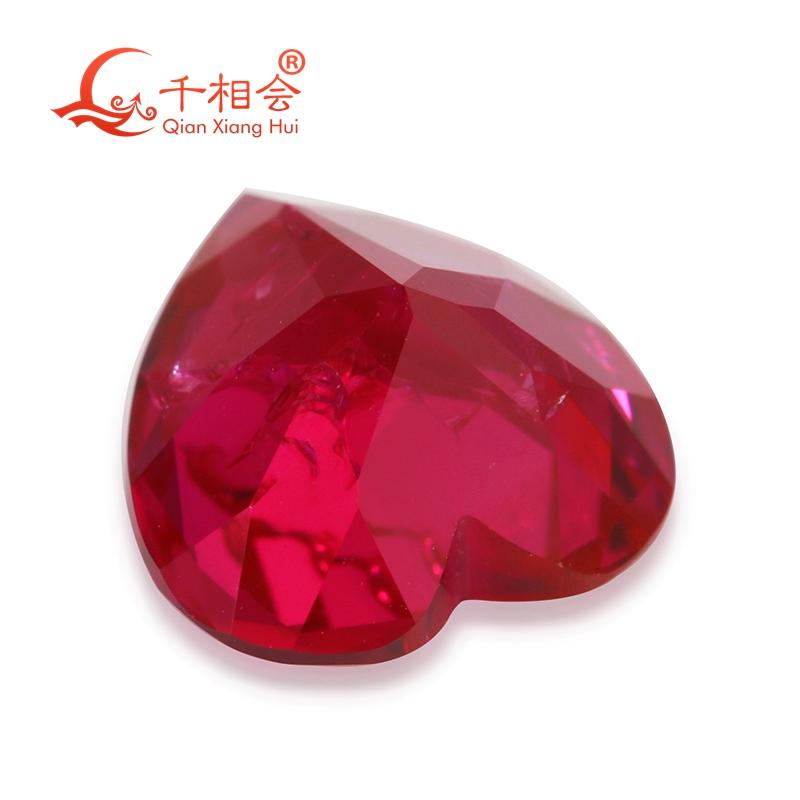 Изображение товара: 15x15 мм Форма сердца искусственный рубин Красный цвет натуральный разрез, включая мелкие трещины и включений корунд свободно Прикрепленный драгоценный камень