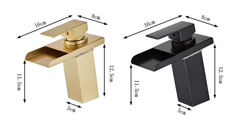 Изображение товара: СВЕТОДИОДНЫЙ черный смеситель для раковины, смеситель для раковины, смеситель для ванной комнаты, смеситель для горячей и холодной воды из латуни