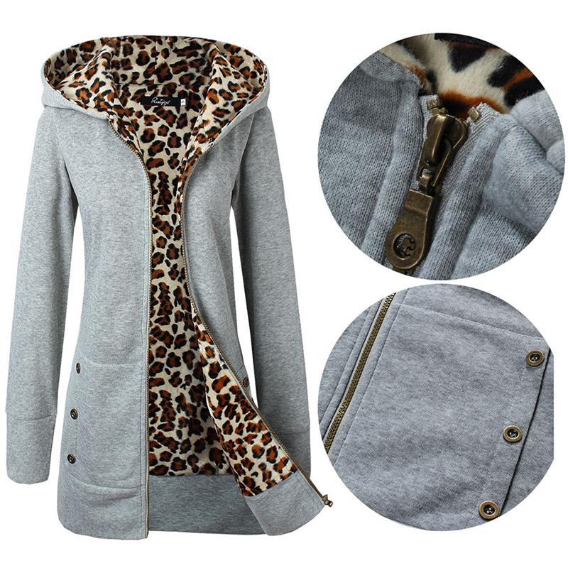 Изображение товара: Леопардовое пальто на молнии, женское бархатное плотное пальто с капюшоном, приталенная верхняя одежда, Женская куртка, Женская Осенняя куртка