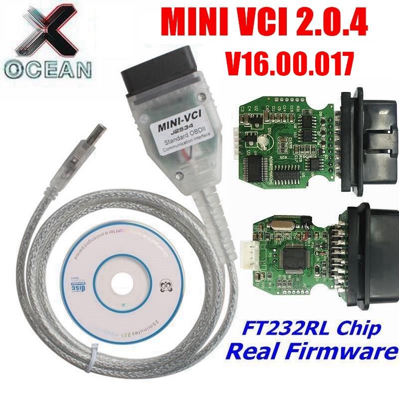 Изображение товара: Новейшая модель; SW V16.00.017 FT232RL чипа в реальном прошивки V2.0.4 мини-vci MINI-VCI V2.0.4 стабильным для Toyota Techstream мульти-языков