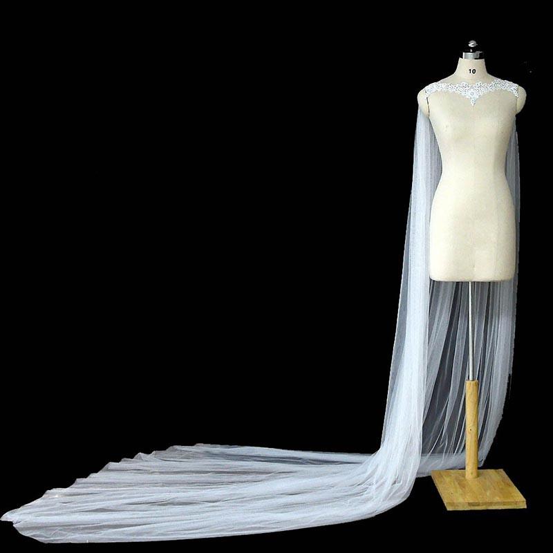 Изображение товара: Mingli Tengda кружевные Дамские Мягкие тюлевые Свадебные накидки, свадебная шаль, болеро, длинная шаль, вечерняя Свадебная накидка