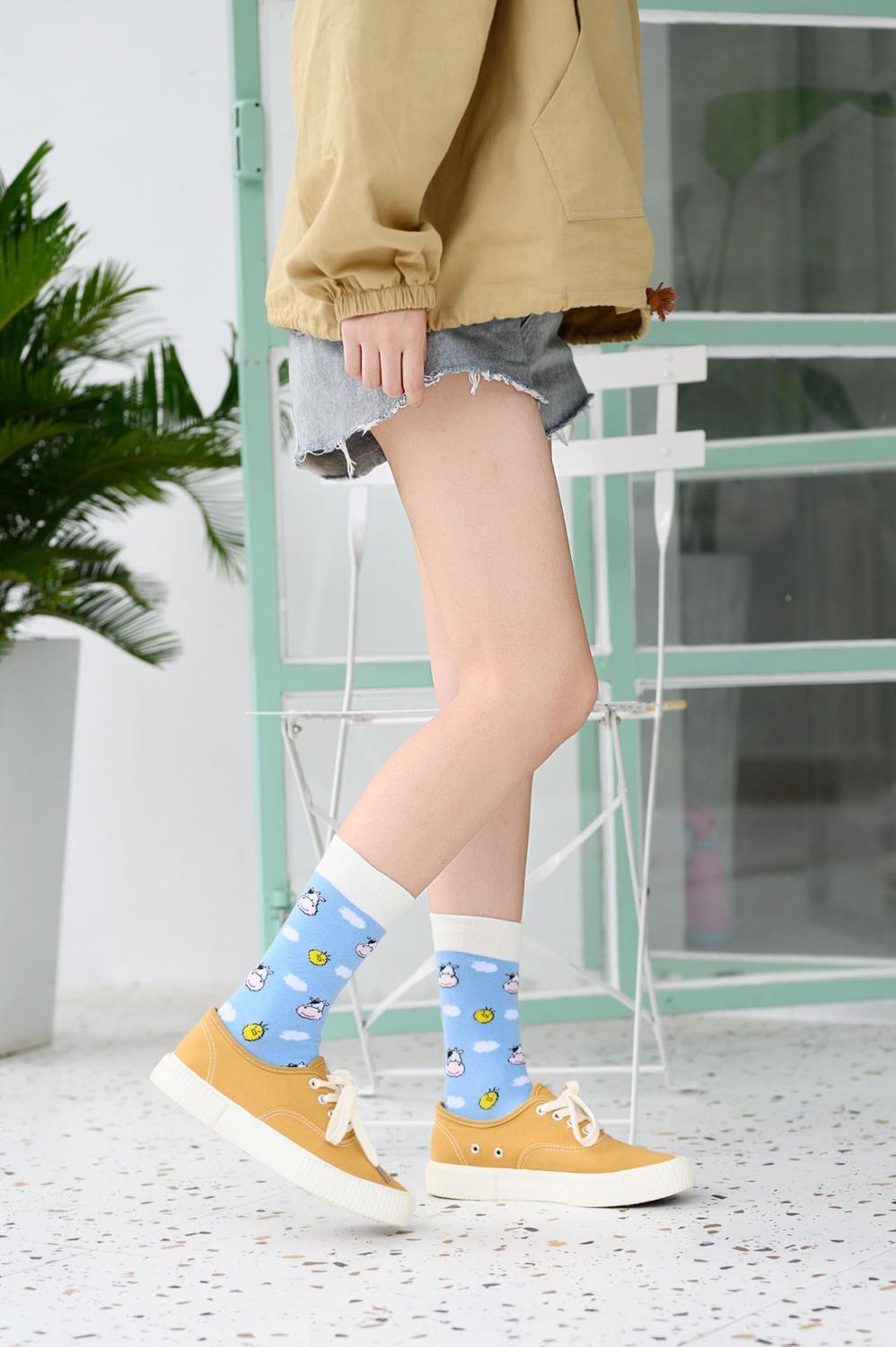 Изображение товара: Летние Осенние хлопковые носки с аниме-рисунком женские милые рождественские подарки любимым Харадзюку жаккардовые милые теплые короткие носки