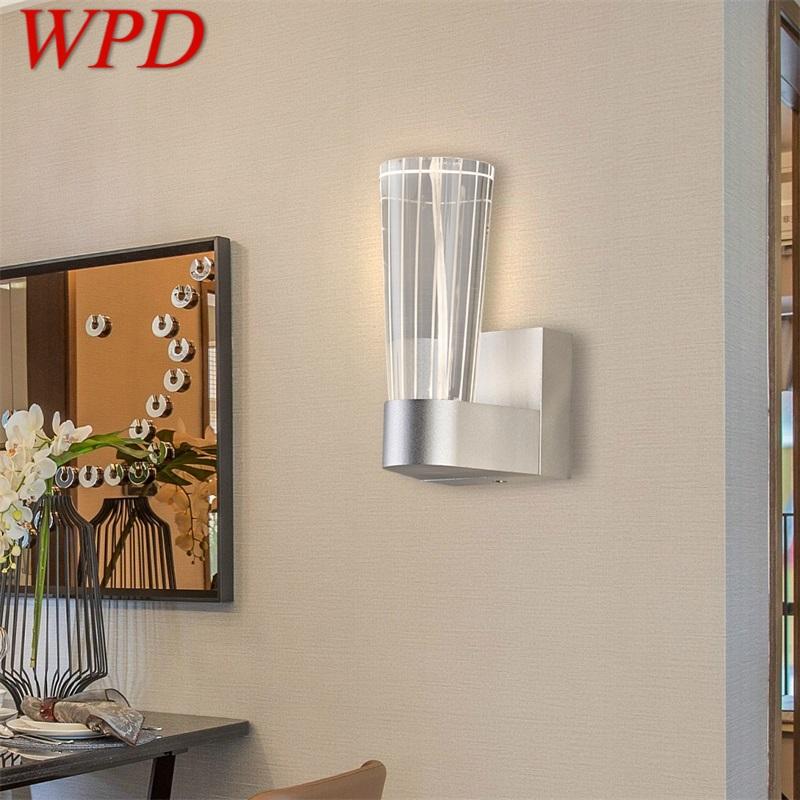 Изображение товара: Хрустальные Настенные светильники WPD, светодиодсветодиодный комнатные Серебристые алюминиевые лампы для дома, спальни, фойе, гостиной, офиса, гостиницы