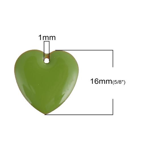 Изображение товара: Подвески в форме сердца эмалированные, медные, двусторонние, 16 х16 мм, 10 шт.