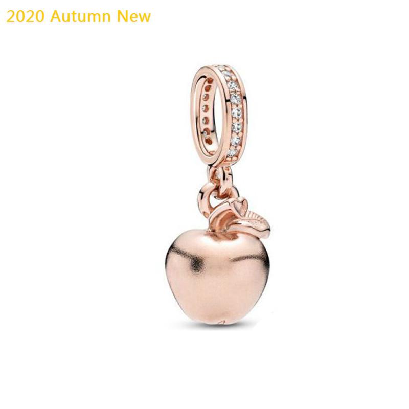 Изображение товара: Новинка осени 2020, браслет из стерлингового серебра 925 пробы, розовое золото, матовое яблоко, шарм, подходит для оригинального браслета, женский, сделай сам, Модный кулон
