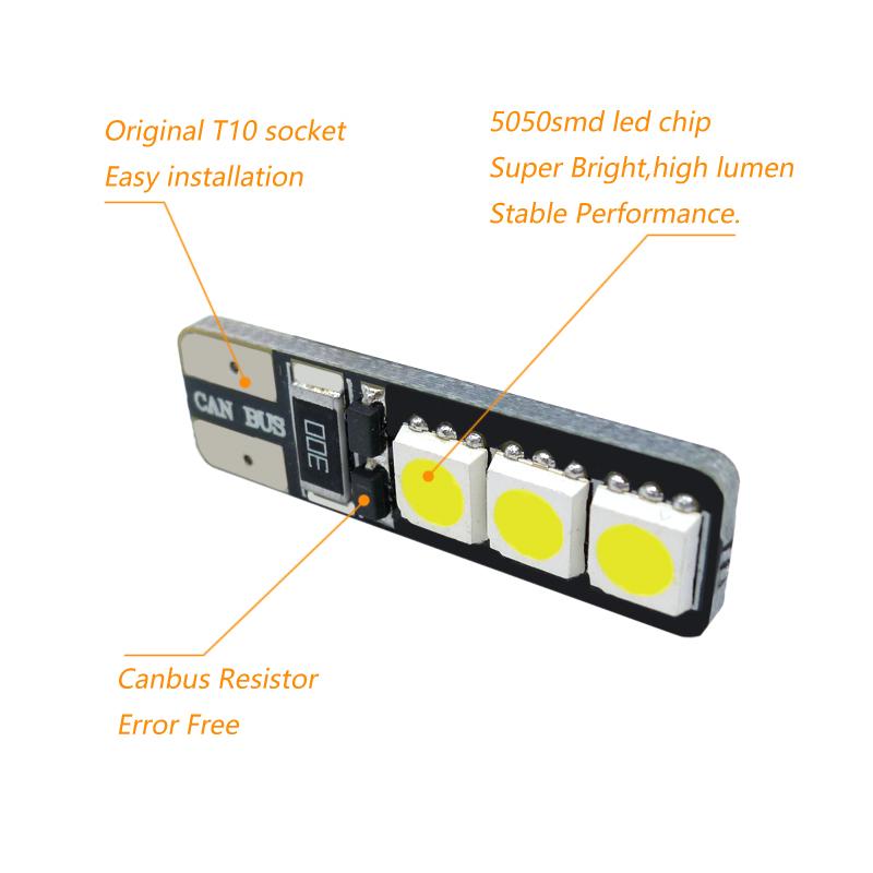 Изображение товара: Лампа светодиодная для автомобильной приборной панели Canbus T10 W5W, 5050, 6SMD, резервная лампочка, 194