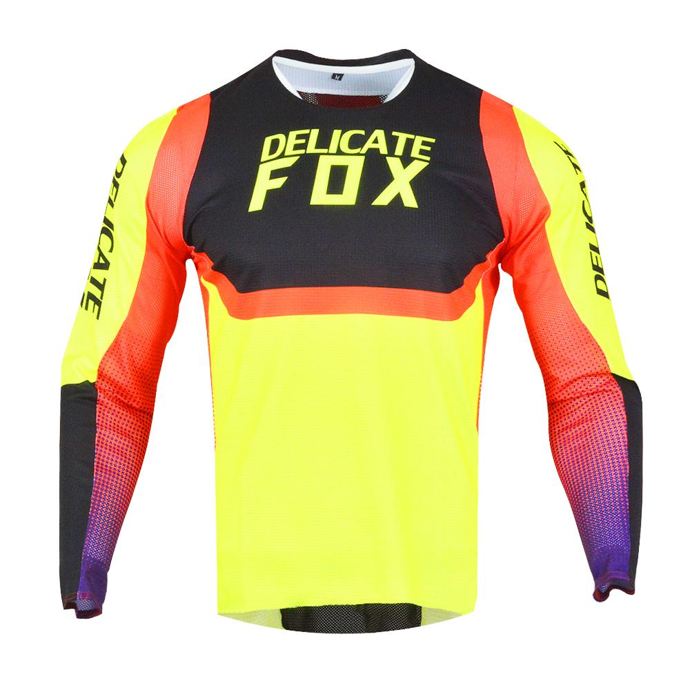 Изображение товара: Мужская футболка из Джерси 2021 Voke с изящной лисой, желтая и черная рубашка для мотокросса, езды на внедорожном велосипеде, езды на велосипеде, мотовездеходе, MTB DH, 360