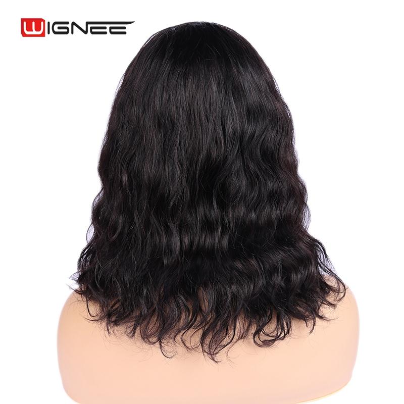 Изображение товара: Wignee натуральные волнистые короткие парики из человеческих волос с бесплатной челкой для черных женщин бразильские волосы Remy 150% высокая плотность дешевые человеческие парики