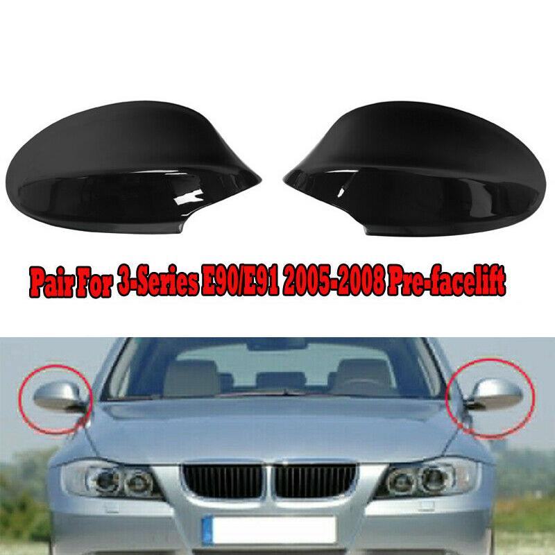 Изображение товара: 1 пара крышка зеркала заднего вида крышки для BMW E90 E91 325I 328I 330I Седан 2005-2008 глянцевые черные боковые зеркальные крышки