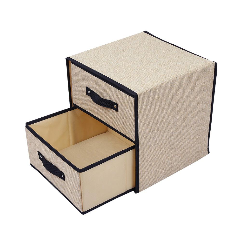 Изображение товара: Ящик для хранения моющийся тканевый, практичный Органайзер с выдвижными ящиками для хранения ткани, разборные и складные льняные ящики