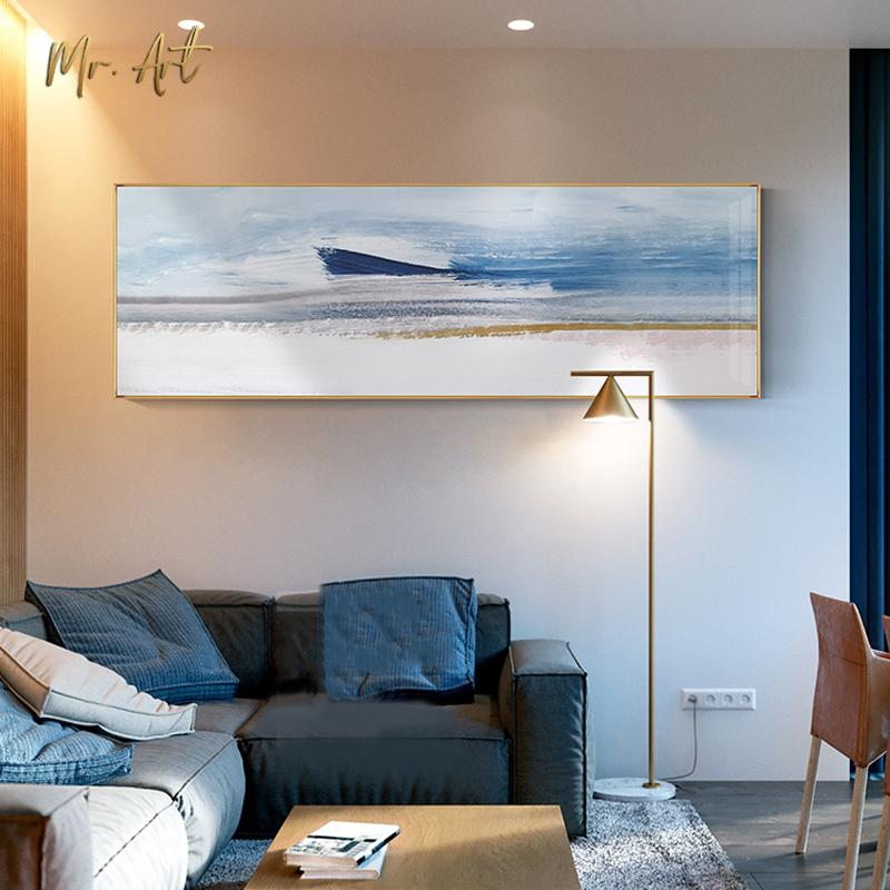 Изображение товара: Современный абстрактный постер синий и белый морской пейзаж рядом картины скандинавские настенные картины для гостиной картины на холсте