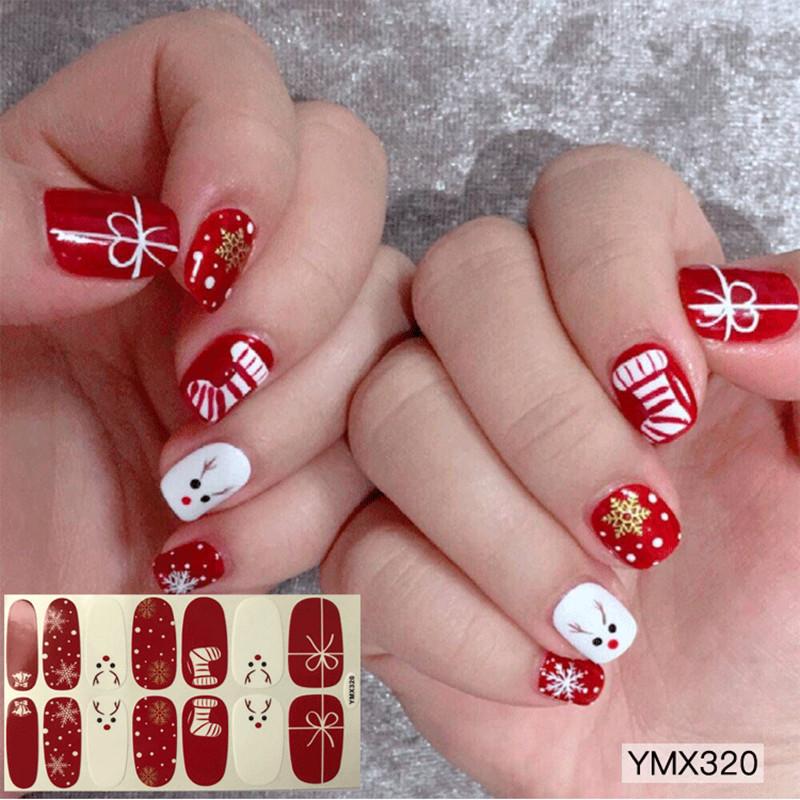 Изображение товара: 14 наклеек/лист, рождественские наклейки для ногтей, 3d самоклеящаяся пленка для ногтей, украшение, мультяшный дизайн, наклейки для ногтей, принадлежности для ногтей, инструменты