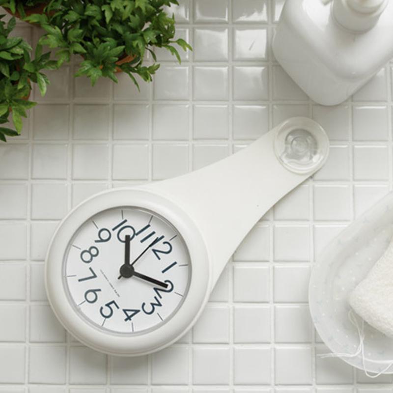 Изображение товара: Настенные часы для кухни и ванной, серые, белые, водонепроницаемые, бесшумные, декоративные, настенные часы с присосками, украшение для дома