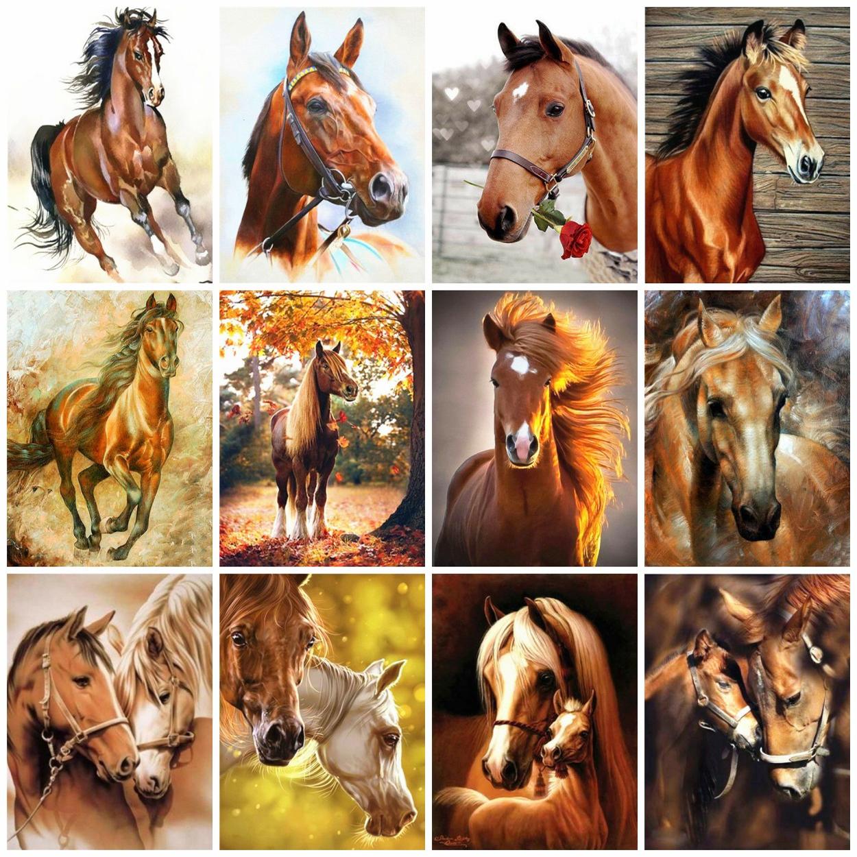 Изображение товара: 5D Square/Round Diamond Painting Horse Diamond Embroidery Animals Cross Stitch Bead Picture Kits Handicraft Art Decoration Home