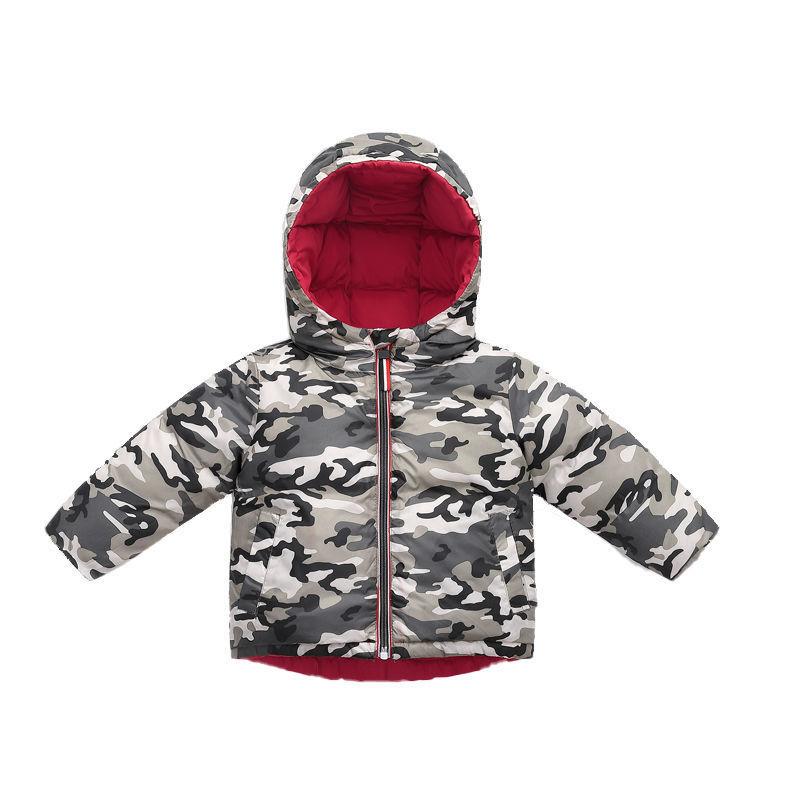Изображение товара: Детский пуховик, одежда с хлопковой подкладкой, камуфляжный зимний теплый плотный пуховик для мальчиков, пальто на молнии с капюшоном, одежда