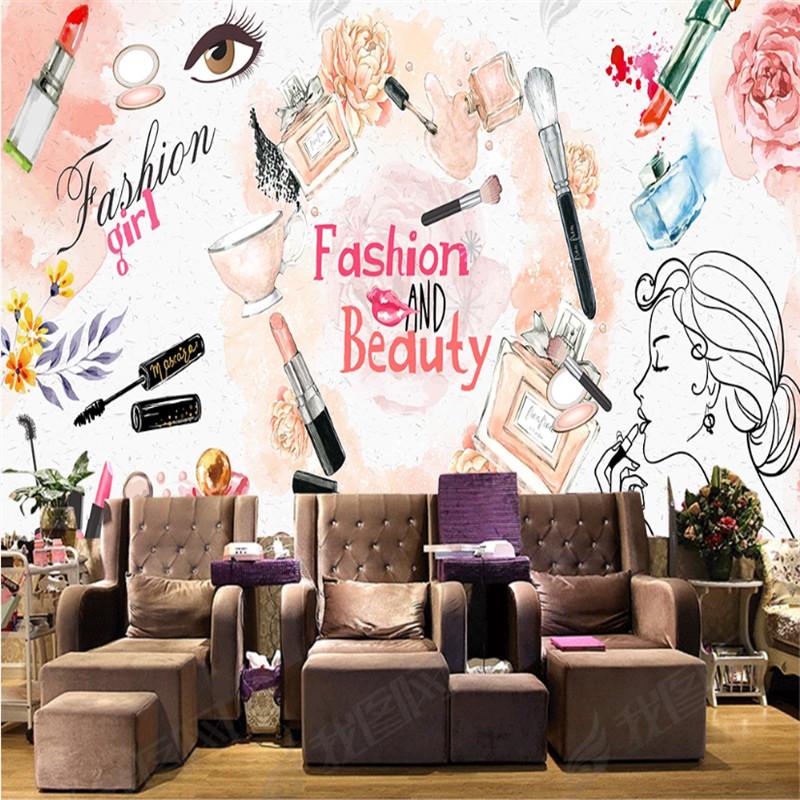 Изображение товара: Custom Fashion Nail Shop Cosmetics Mural Wallpaper 3D Make Up Shop Beauty Salon Industrial Decor Wall Paper Papel De Parede 3D