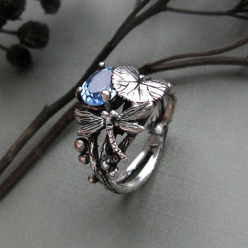 Изображение товара: Женское Винтажное кольцо Milangirl, медное кольцо с Кристалл стрекозы листьями и цирконием, ювелирные украшения на годовщину