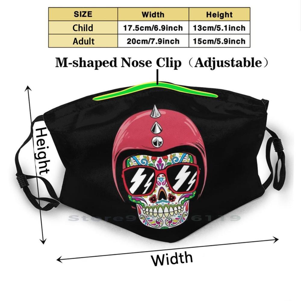 Изображение товара: Забавные солнцезащитные очки для байкеров-мексиканский сахарный череп на красном винтажном шлеме с принтом многоразовая маска фильтр Pm2.5 маска для лица
