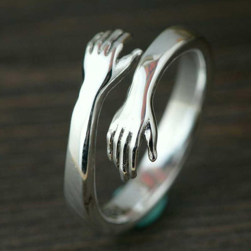Изображение товара: Подчеркивающие индивидуальность массивные серебряные кольца для обнимания рук для женщин ювелирные изделия для помолвки открытые кольца на палец для девушек