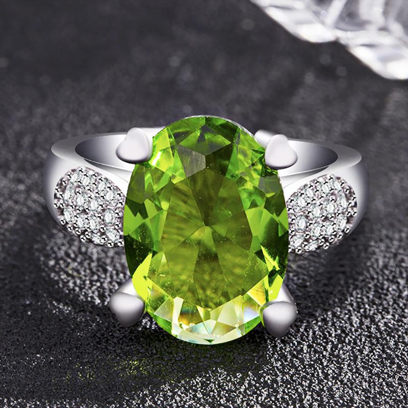Изображение товара: Женское кольцо с фианитом оливкового цвета в европейском и американском стиле, простой геометрический дизайн, обручальные кольца, очаровательные свадебные ювелирные изделия anel