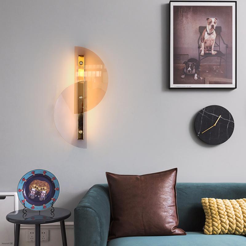 Изображение товара: Скандинавская витражная настенная лампа FSS, современное минималистичное мягкое украшение для гостиной