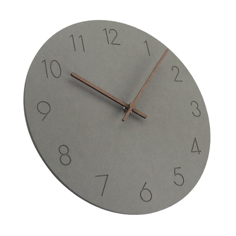 Изображение товара: Европейские деревянные настенные часы 12 дюймов, современный дизайн, простые деревянные настенные часы для гостиной, декоративные бесшумные Подвесные часы, домашние De