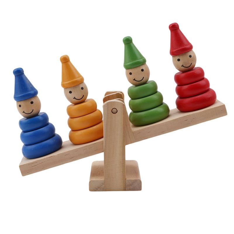 Изображение товара: Монтессори деревянный клоун Радуга укладчик Seesaw баланс доска-весы балансирующая игра Дети раннего образования игрушки Дети Juguete