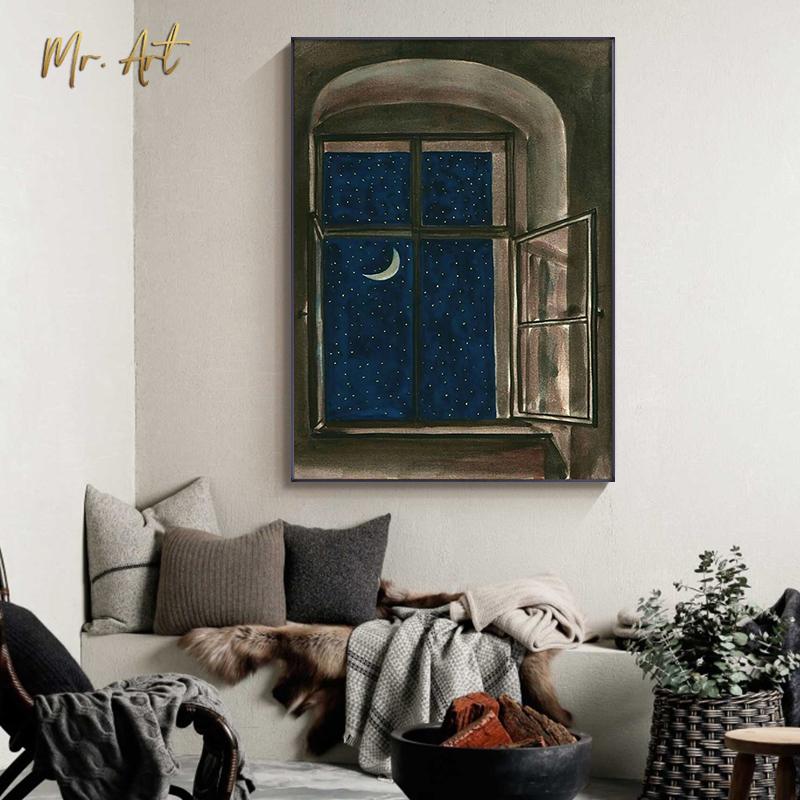 Изображение товара: Современная Картина на холсте ночь за окном постер настенные художественные картины для гостиной столовой нордическая черная картина
