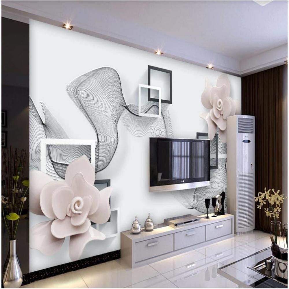 Изображение товара: Современный минималистичный ящик трехмерные цветочные обои ТВ фоновая стена 3d фрески обои для гостиной
