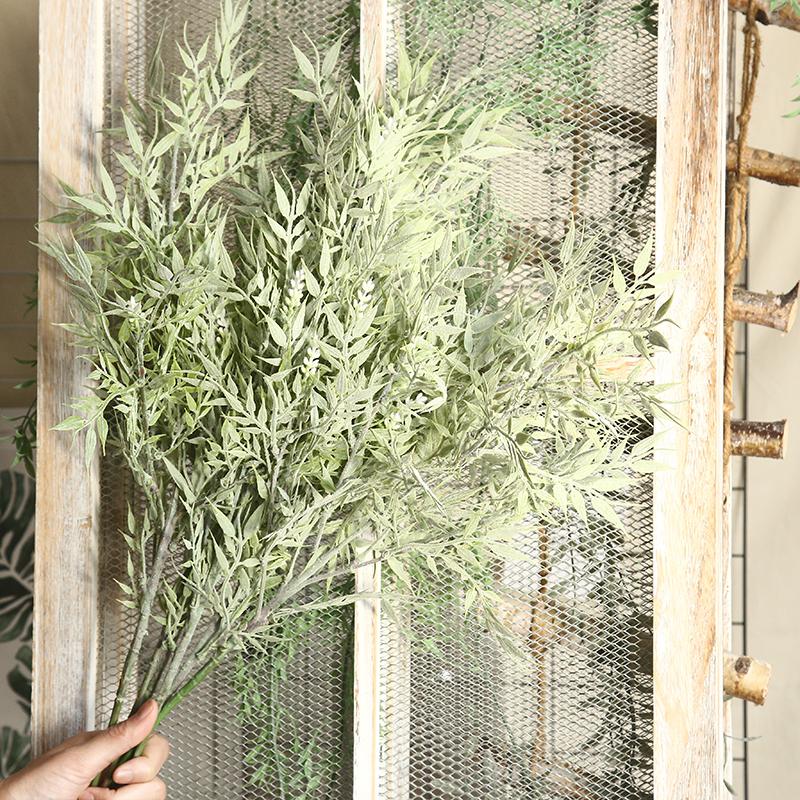 Изображение товара: Искусственные зеленые растения, листья, искусственные зеленые бамбуковые листья для дома и декорации для офиса отеля, 5 шт.