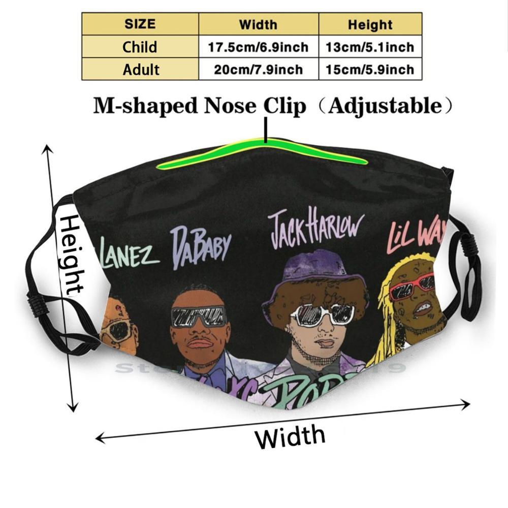 Изображение товара: Забавная моющаяся маска для лица Rapper Tory Jack Lil Colab для взрослых и детей, с фильтром, Мужская рэп-рэпер, музыка, Трэвис, крутой ланез, милый дым