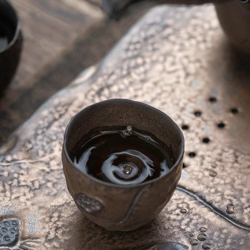 Изображение товара: CHANSHOVA 100ml Chinese retro style Handmade Relief texture Pottery teacup Coffee cup China ceramics tea set H430