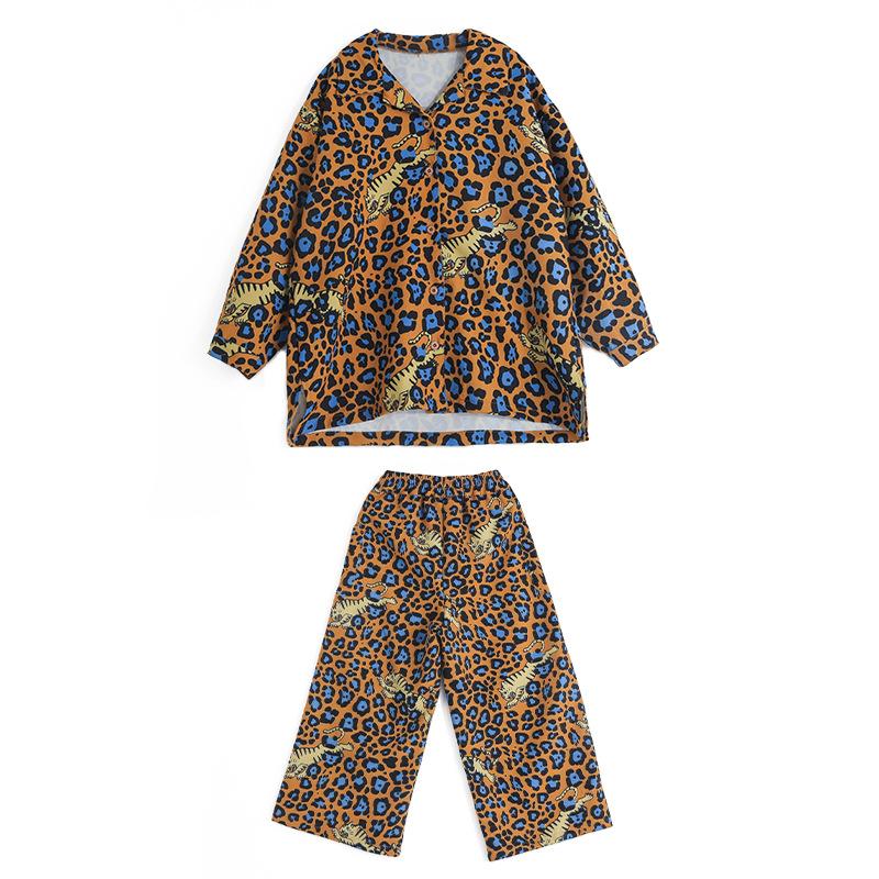 Изображение товара: Детская одежда в стиле хип-хоп, рубашка большого размера с леопардовым принтом, уличная одежда с широкими штанинами, брюки для девочек и мальчиков, костюм для джазовых танцев, одежда