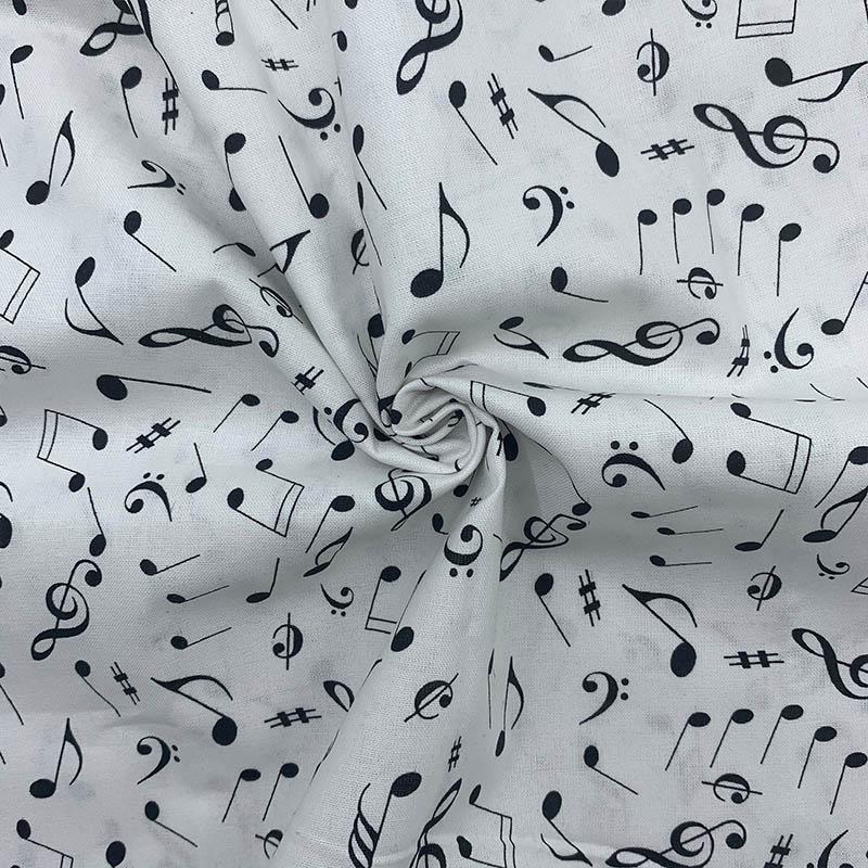 Изображение товара: Классическая черная нота, символы, музыкальная ткань, цифровая печать, белая хлопковая ткань, материал для шитья, пэчворк, «сделай сам», рубашка, одежда