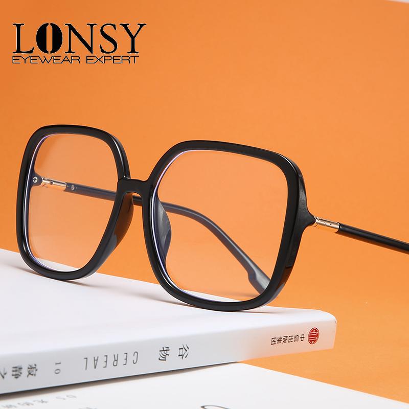 Изображение товара: Женская квадратная оправа для очков LONSY, винтажная крупная оправа с защитой от синего света по рецепту при близорукости, индивидуальные очки