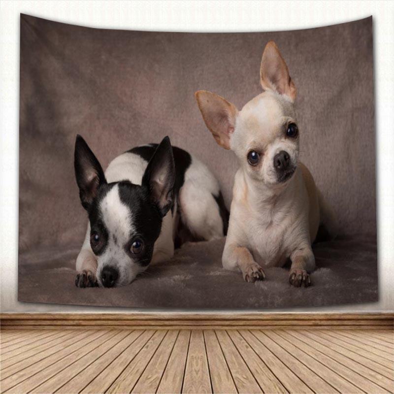 Изображение товара: Новый настенный гобелен чихуахуа с изображением собаки, настенный гобелен, тканевый фон для фотографий, скатерть для стола, настенный гобелен