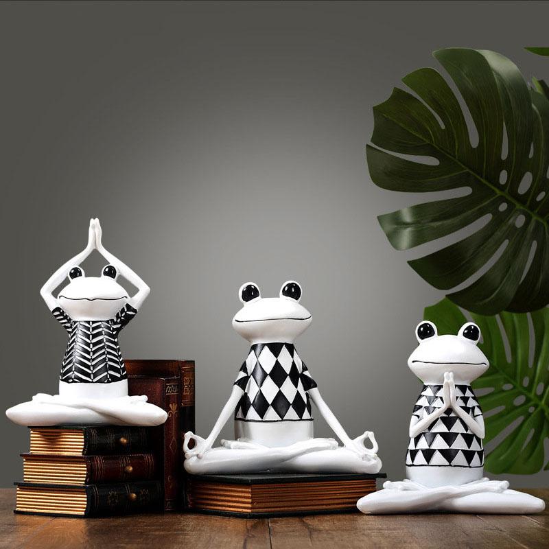 Изображение товара: Nordic Style Yoga Frog Animal Figurines Living Room Decoration Home Furnishing Office Desk Accessories Decor Table Ornaments