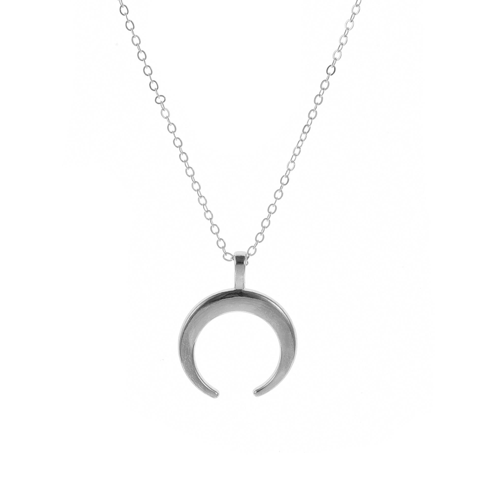Изображение товара: Простое Ожерелье HebeDeer в форме Луны, ювелирные изделия, ожерелья для девочек, цепочка для женщин, серебряный цвет, подвеска, трендовый чокер для девушек, колье