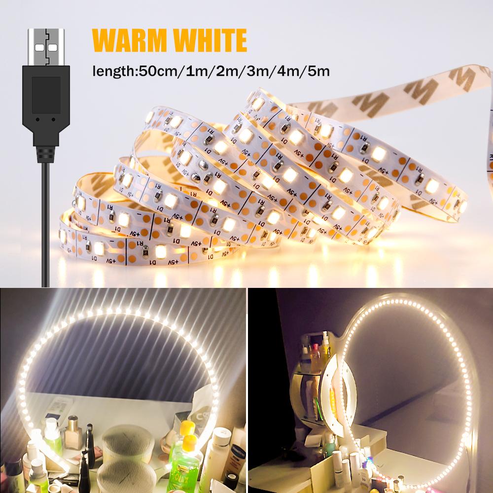 Изображение товара: USB-лампа для туалетного столика, 5 В, светодиодсветильник лампа для туалетного столика, зеркала для макияжа, светодиодный Косметическая лампа 0,5, 1, 2, 3, 4, 5 м, светильник ПА для спальни
