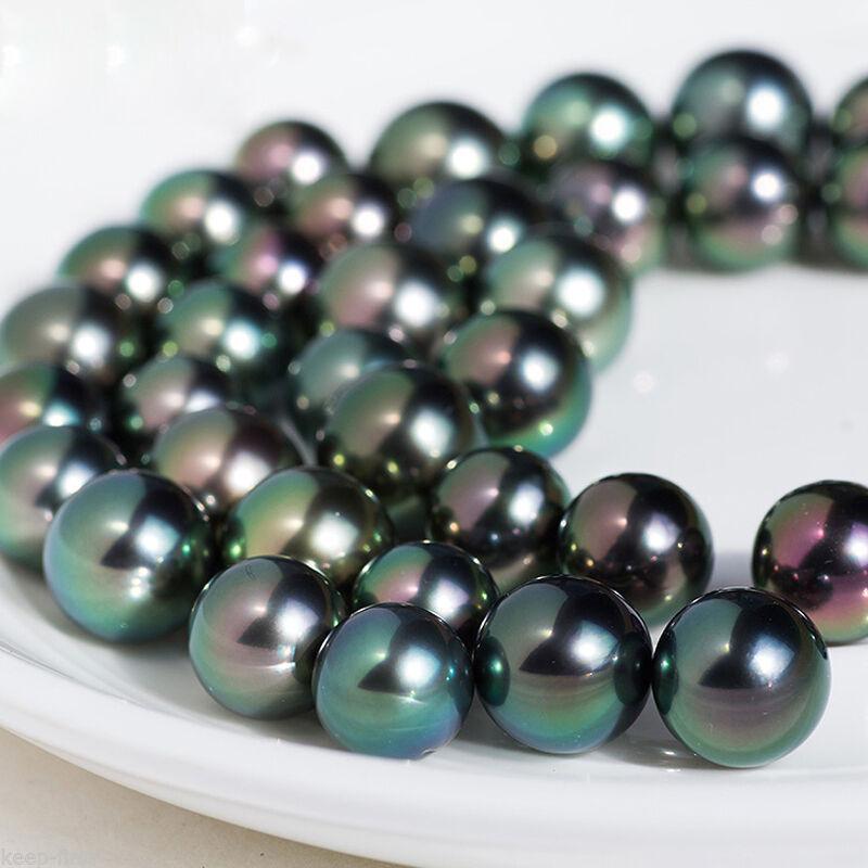 Изображение товара: Beautiful 8mm Natural Rainbow Black Sea Shell Pearl Loose Bead strand 15''AAA