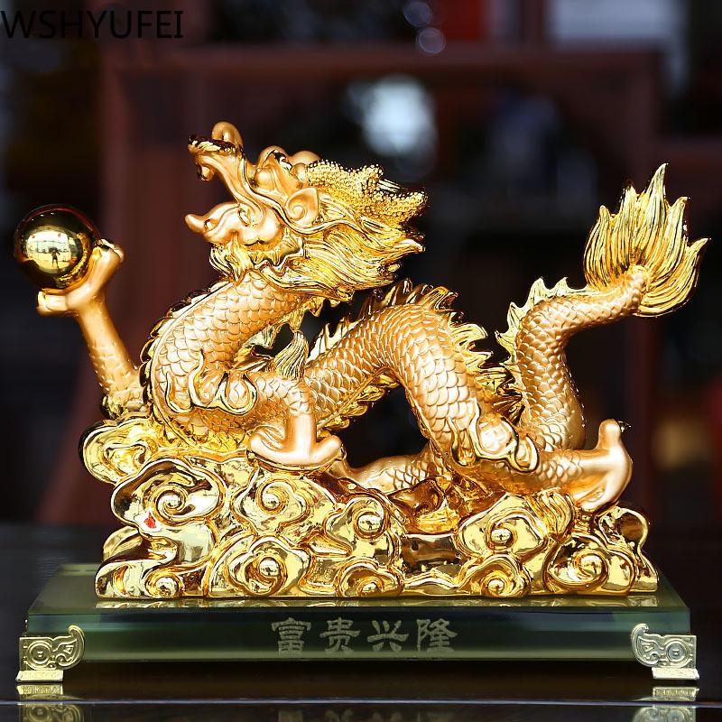 Изображение товара: Китайская Статуя Дракона фэн-шуй, скульптура, животное, украшение, офисный стол, смола, домашний интерьер, привлекательное богатство, подарки на удачу
