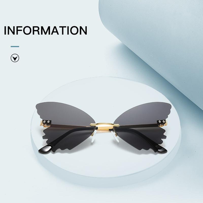 Изображение товара: Женские солнцезащитные очки без оправы Elbru, Ретро стиль, металлические очки, кошачий глаз, зеркальные очки, трендовые вечерние солнцезащитные очки