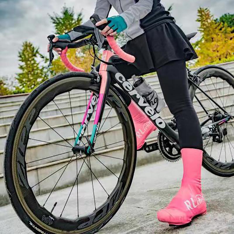 Изображение товара: Чехол для обуви для дорожного велосипеда для мужчин и женщин, легкие водонепроницаемые и ветрозащитные высокие чехлы для обуви для езды на велосипеде по дороге, холодному дождю или снегу