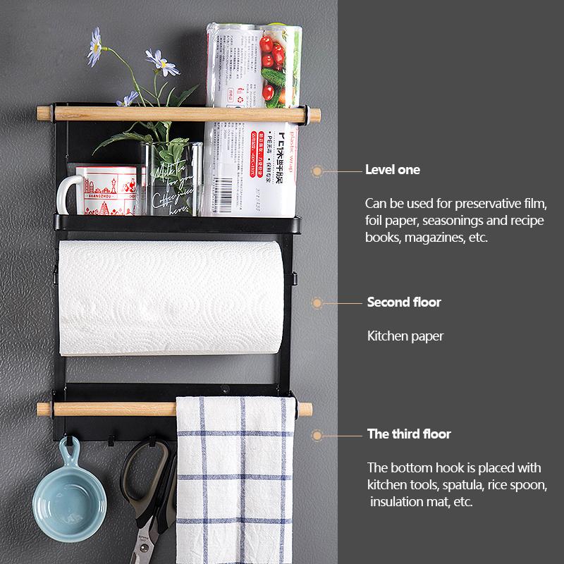 Изображение товара: Многофункциональный держатель для хранения JOYLIVE, поглощающая боковая стойка для холодильника, настенная кухонная полка для бумажных полотенец, Органайзер
