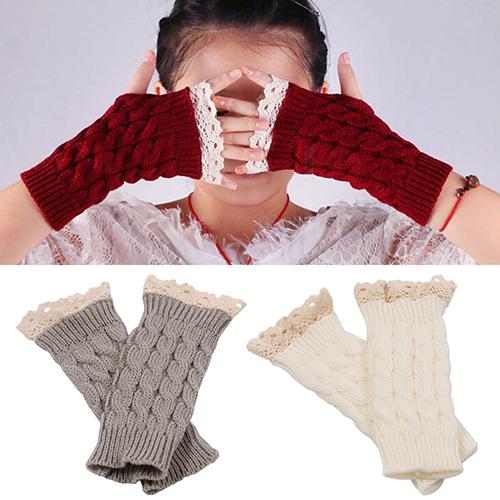 Изображение товара: Новинка 2020, женские кружевные перчатки без пальцев, милые мягкие вязаные теплые длинные варежки, теплые зимние перчатки для запястья, подарок, высокое качество, 7 цветов