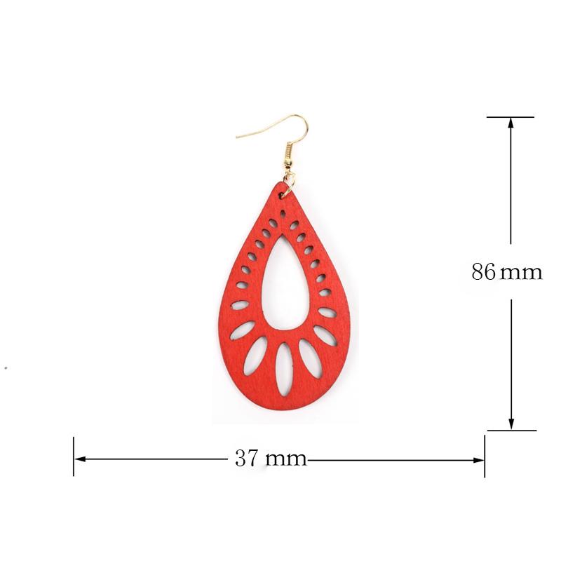 Изображение товара: Женские серьги YULUCH, 6 цветов, деревянные серьги в форме капли воды, элегантные деревянные украшения для девочек, подарки на день рождения, аксессуары для искусства, H003