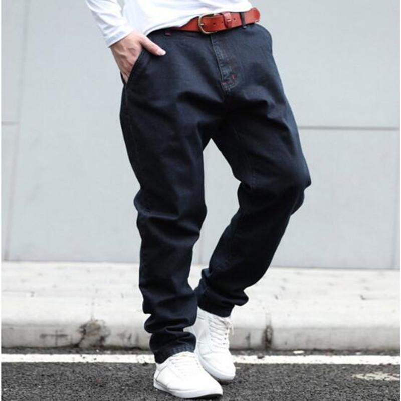 Изображение товара: Шаровары, мужские повседневные джинсовые штаны, Свободные мешковатые, хип-хоп, джоггеры, джинсы, штаны, черные брюки, одежда