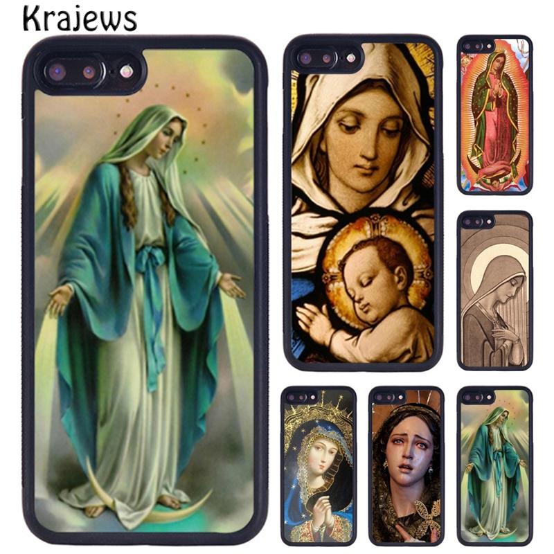 Изображение товара: Чехол krajew для телефона с изображением Богородицы, Девы Марии, христианской матери для iPhone X XR XS 11 12 13 Pro MAX 5 6 6S 7 8 Plus Samsung S8 S9 S10