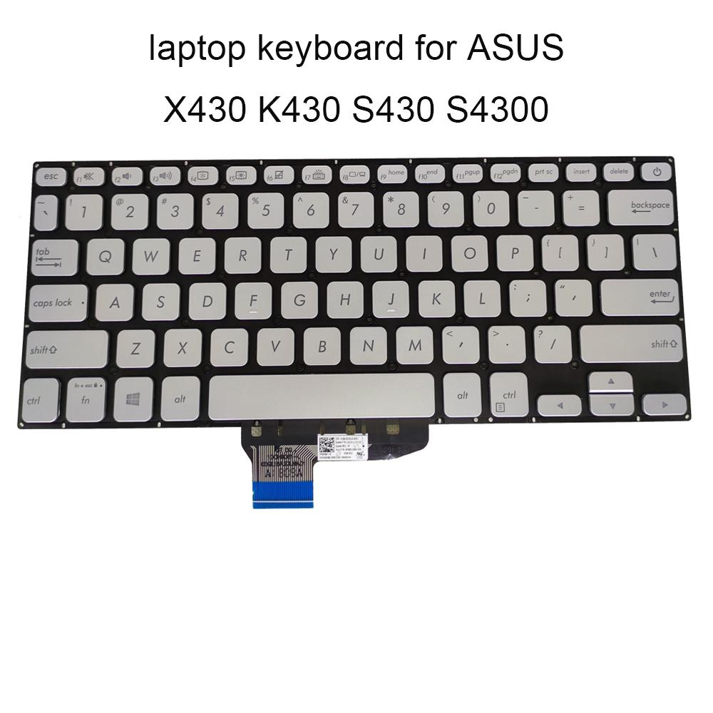 Изображение товара: США КР клавиатура с подсветкой для ASUS Vivobook 14s X430 ООН K430 S430 английский корейский клавиатуры qwerty серебро 0KNB0 260AUS00 260AKO00